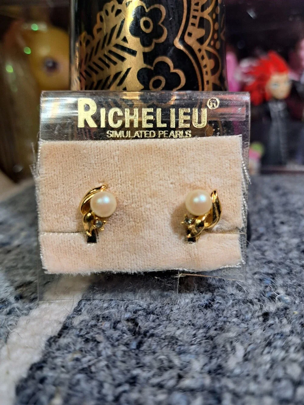 Vintage Richelieu Simulated Pearl and Gold Toned Earrings